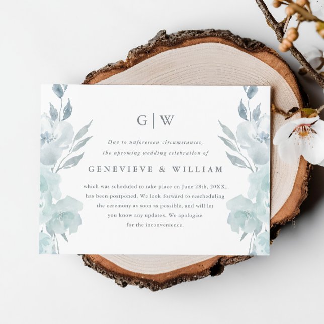 Pretty Blue Floral Wedding Postponement (Creator Uploaded)