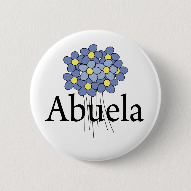 Pretty Blue Flower Abuela T-shirt 2 Inch Round Button (Front)
