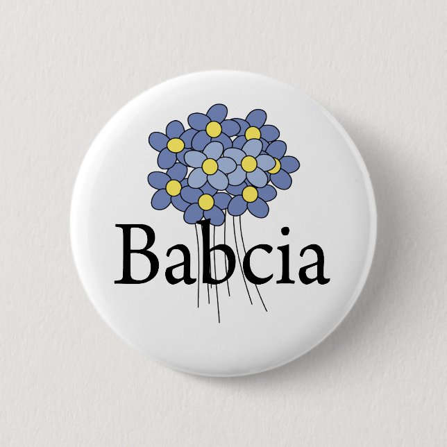 Pretty Blue Flower Babcia T-shirt 2 Inch Round Button (Front)