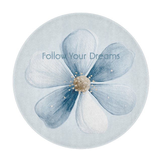 Pretty Blue Flower Cutting Board (Front)
