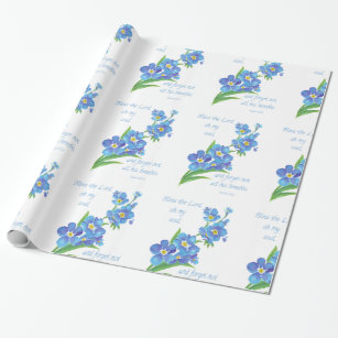 Pretty Blue Flower Forget me Not, Bless the Lord Wrapping Paper