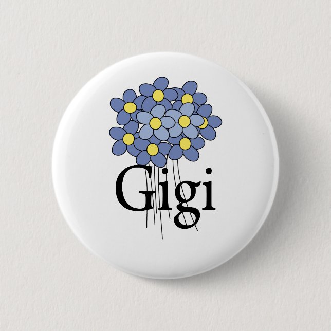 Pretty Blue Flower Gigi T-shirt 2 Inch Round Button (Front)