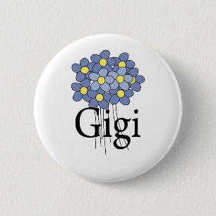 Pretty Blue Flower Gigi T-shirt 2 Inch Round Button