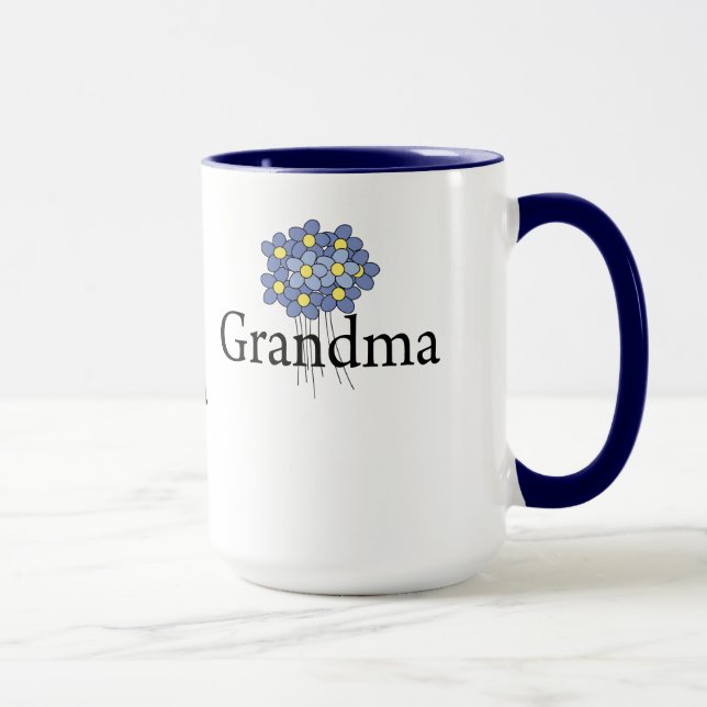 Pretty Blue Flower Grandma T-shirt Mug (Right)