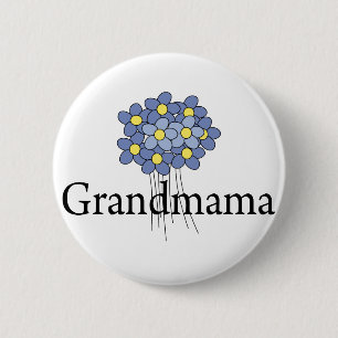 Pretty Blue Flower Grandmama T-shirt 2 Inch Round Button