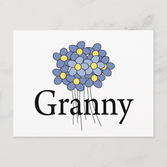 Pretty Blue Flower Granny T-shirt Postcard (Front)