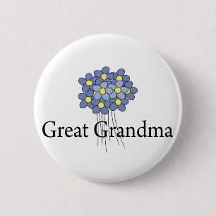 Pretty Blue Flower Great Grandma T-shirt 2 Inch Round Button