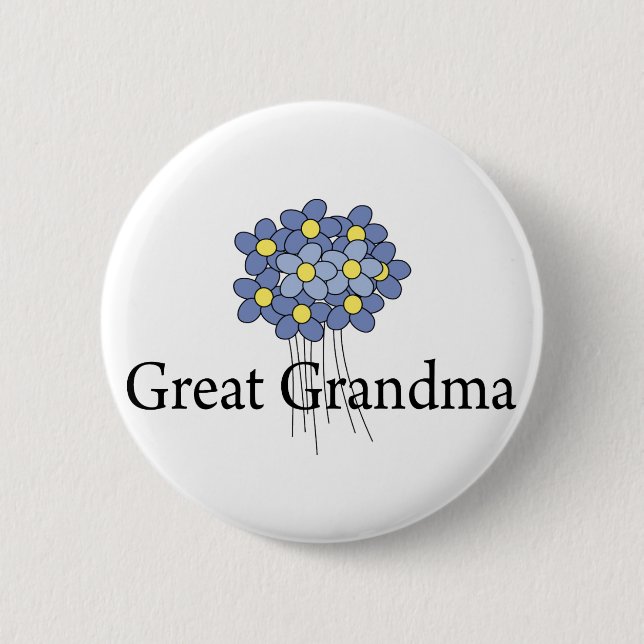Pretty Blue Flower Great Grandma T-shirt 2 Inch Round Button (Front)