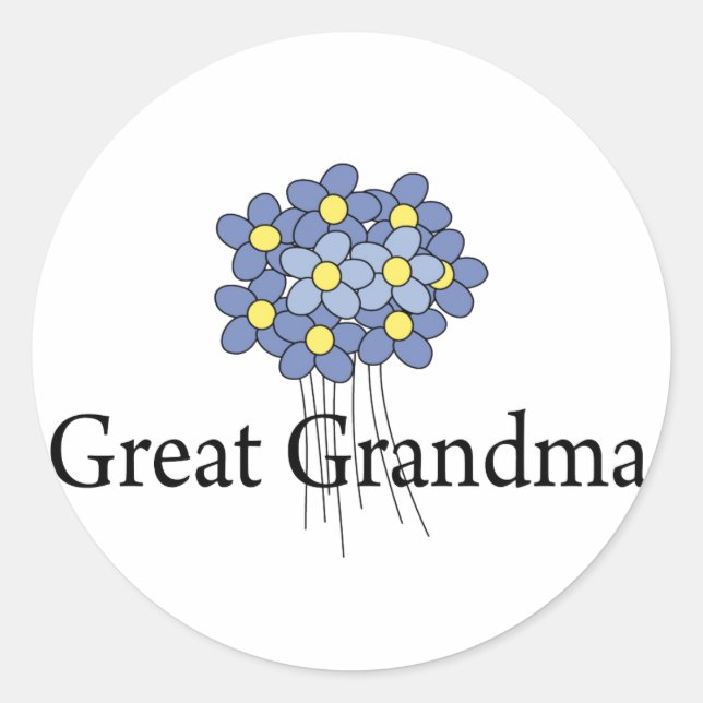 Pretty Blue Flower Great Grandma T-shirt Classic Round Sticker (Front)