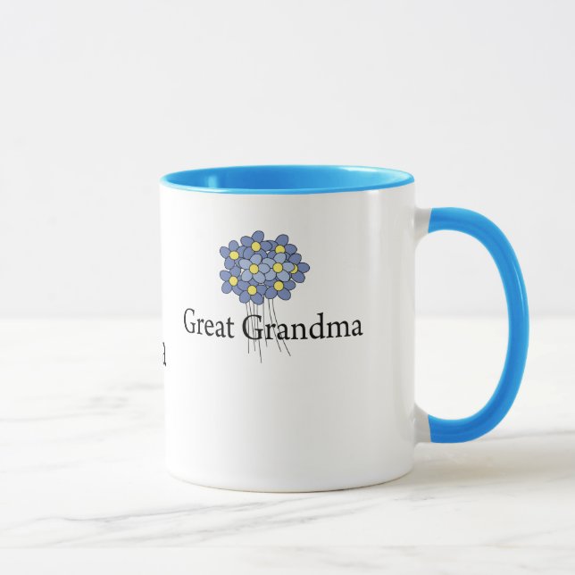 Pretty Blue Flower Great Grandma T-shirt Mug (Right)