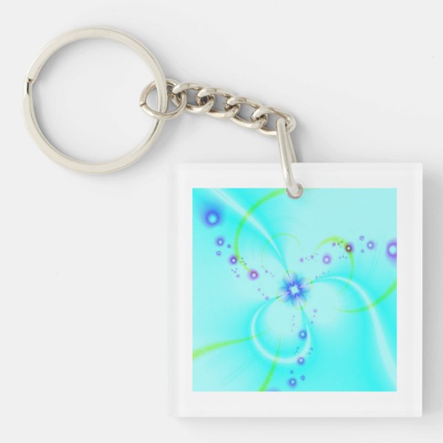 Pretty Blue Flower  Keychain (Front)