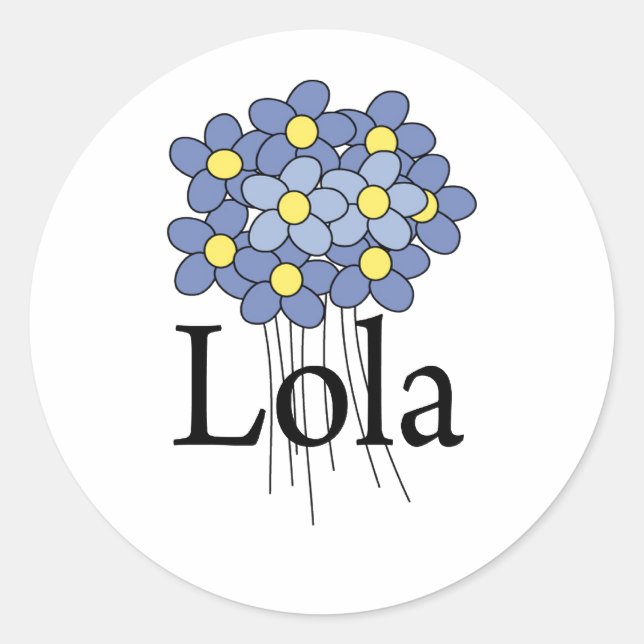 Pretty Blue Flower Lola T-shirt Classic Round Sticker (Front)