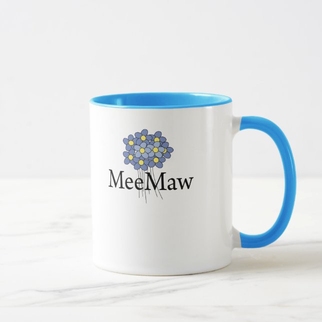 Pretty Blue Flower MeeMaw T-shirt Mug (Right)
