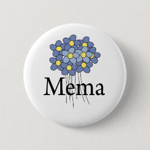 Pretty Blue Flower MeMa T-shirt 2 Inch Round Button