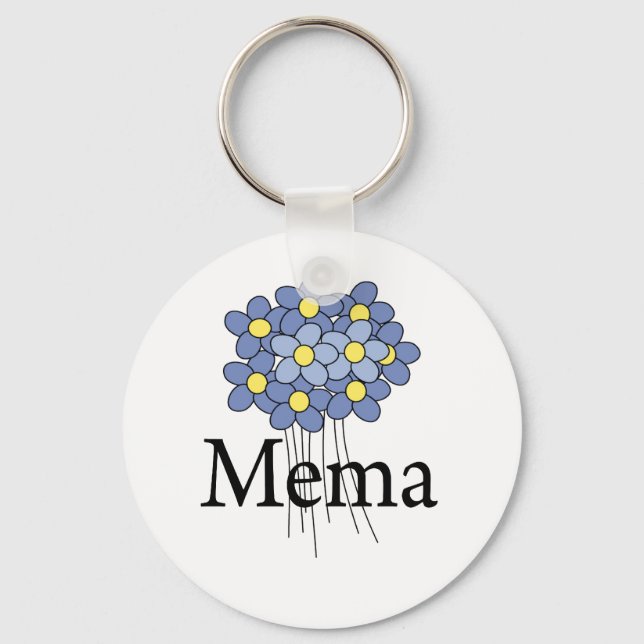 Pretty Blue Flower MeMa T-shirt Keychain (Front)