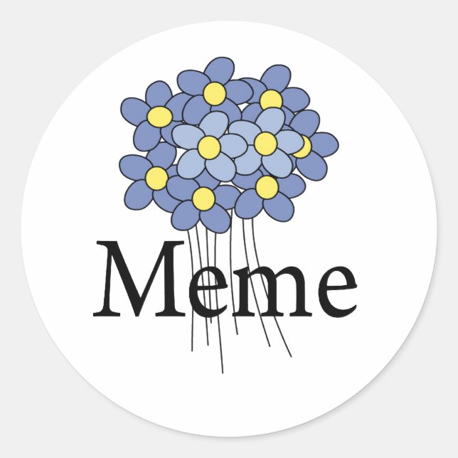 Pretty Blue Flower Meme T-shirt Classic Round Sticker (Front)