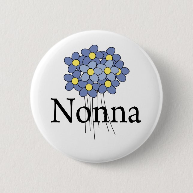 Pretty Blue Flower Nonna T-shirt 2 Inch Round Button (Front)