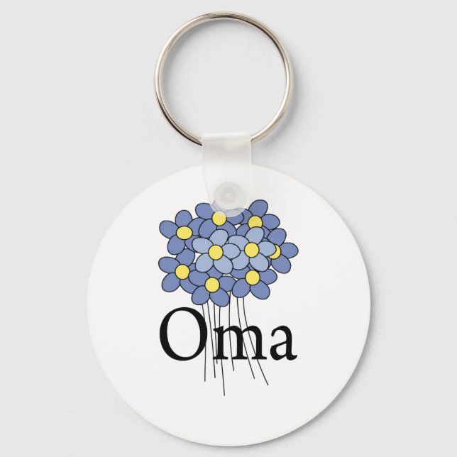 Pretty Blue Flower Oma T-shirt Keychain (Front)