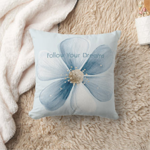 Pretty Blue Flower Throw Pillow