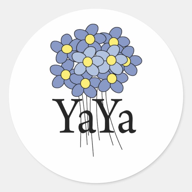 Pretty Blue Flower YaYa T-shirt Classic Round Sticker (Front)