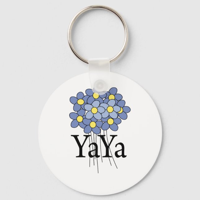 Pretty Blue Flower YaYa T-shirt Keychain (Front)