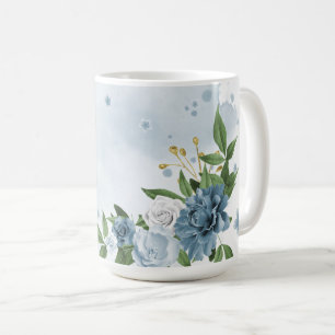 pretty blue flowers greenery  coffee mug
