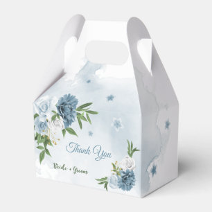 pretty blue flowers greenery favor box