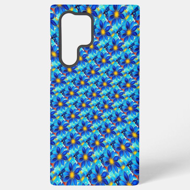 Pretty Blue Flowers Pattern Samsung Galaxy S22 Ultra Case (Back)