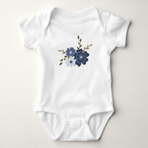 Pretty Blue Flowers Vines Botanical Baby Bodysuit