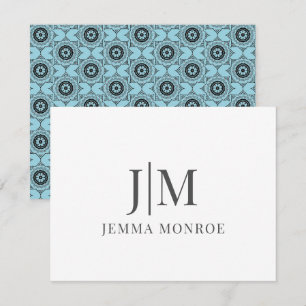 Pretty Blue Geometric Shapes Monogram Card