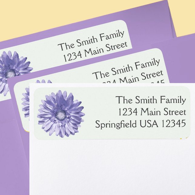 Pretty Blue Gerbera Daisy Floral Return Address (Creator Uploaded)