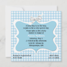 Pretty Blue Gingham Custom Baby Shower