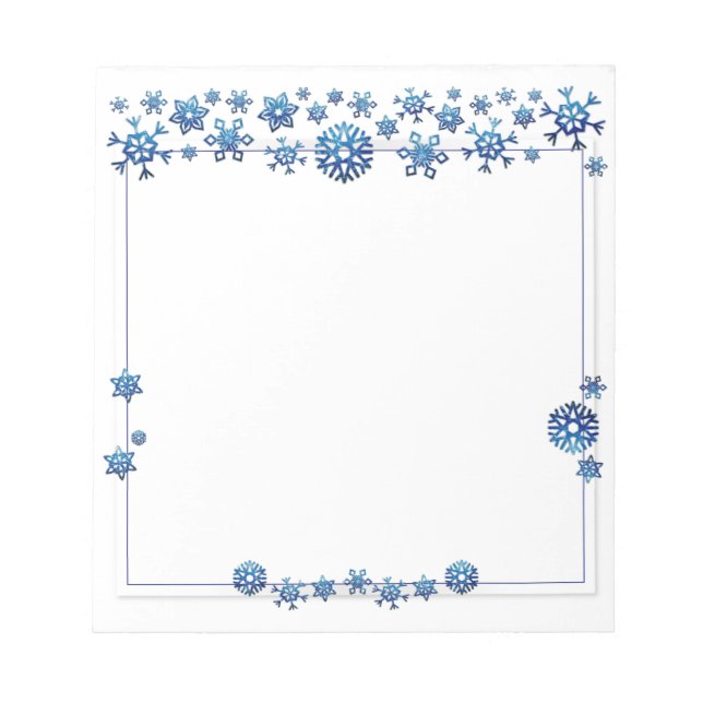 Pretty Blue Glitter Winter Snowflakes Christmas Notepad (Front)