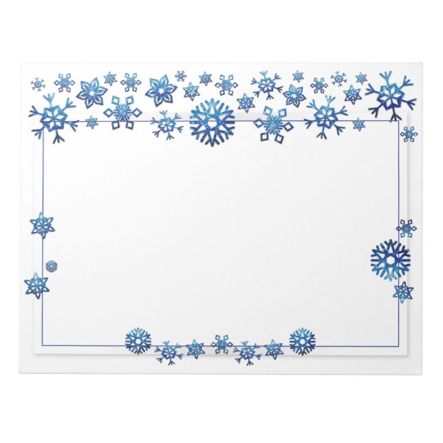 Pretty Blue Glitter Winter Snowflakes Christmas Notepad (Front)