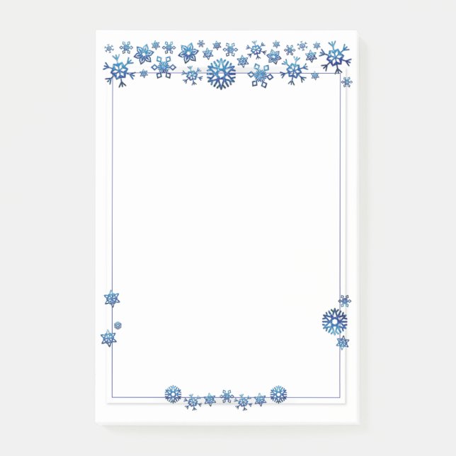 Pretty Blue Glitter Winter Snowflakes Christmas Post-it Notes (Front)