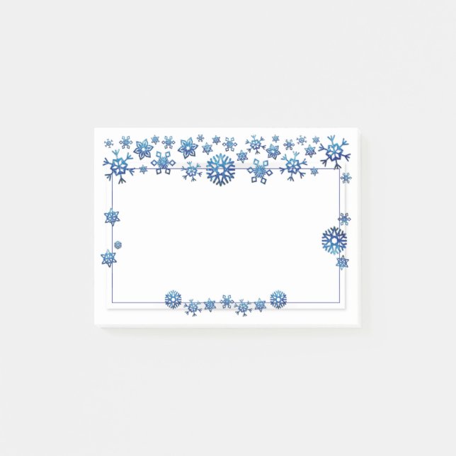 Pretty Blue Glitter Winter Snowflakes Christmas Post-it Notes (Front)