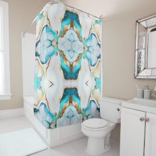 Pretty Blue Gold White Marble Design