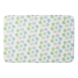Pretty Blue Green Floral Gradient  Bath Mat