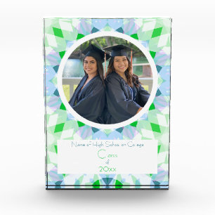Pretty Blue Green Graduation Photo Keepsake Gift Block