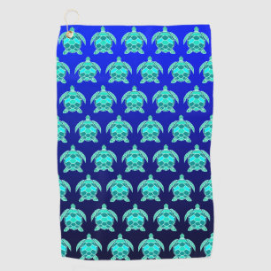 Pretty Blue green turquoise teal turtles pattern  Golf Towel