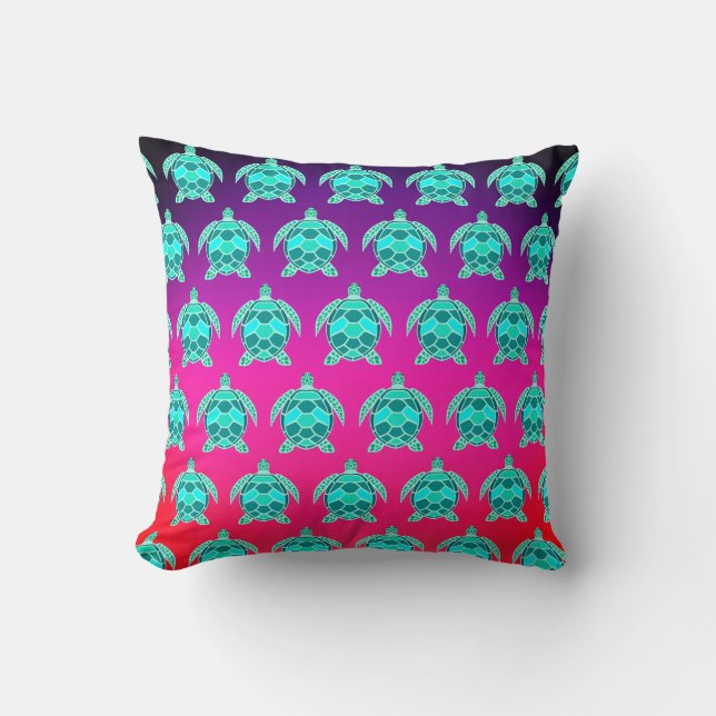 Pretty Blue green turquoise teal turtles pattern  Throw Pillow (Front)