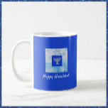 Pretty Blue Hanukkah  Coffee Mug<br><div class="desc">Lovely menorah graphic with "HAPPY HANUKKAH" in script lettering. Jazz up your decor for the holidays!</div>