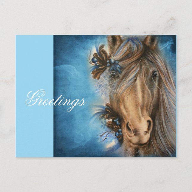 Pretty Blue Horse Postcard (Front)