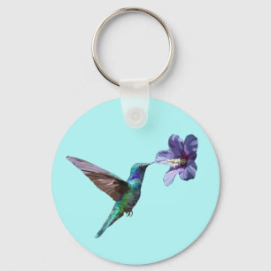 Pretty Blue Hummingbird/Hibiscus Key Chain