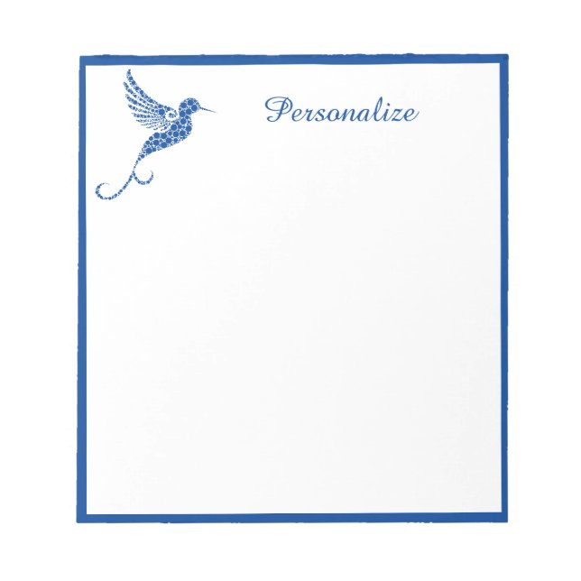 Pretty Blue Hummingbird Personalized  Notepad (Front)