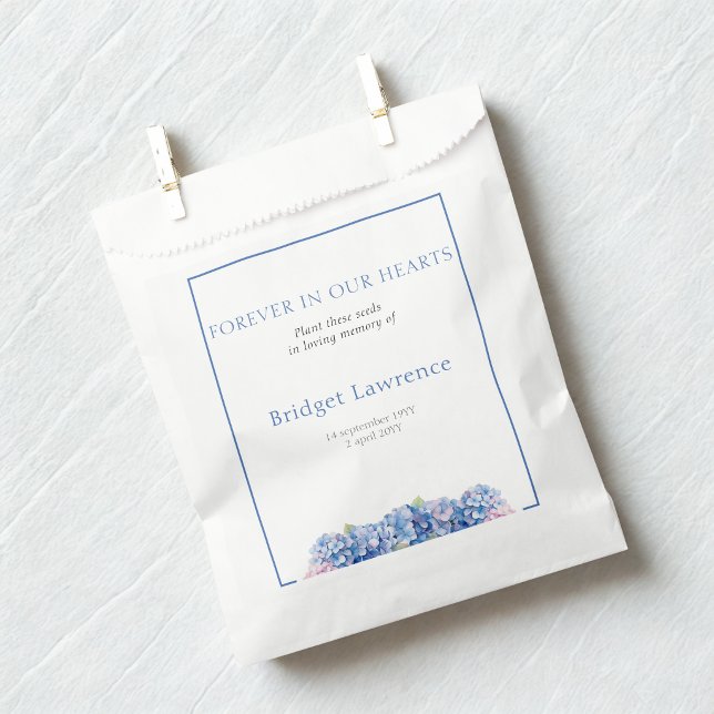 Pretty Blue Hydrangea Funeral Seed Packet Favour Bag (Creator Uploaded)
