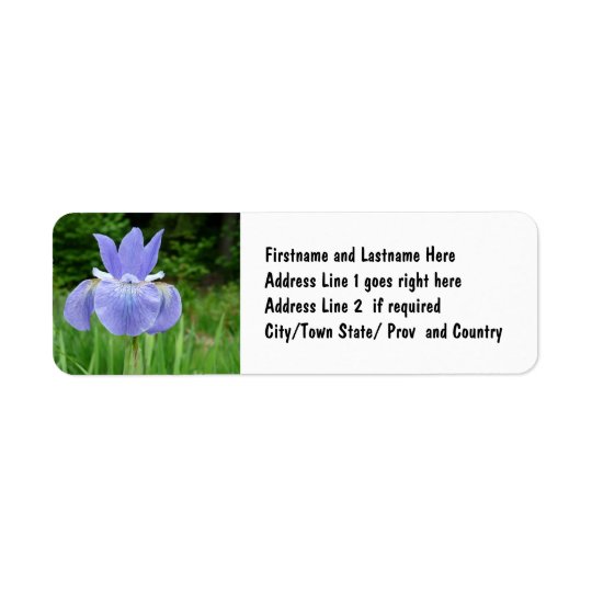 Pretty Blue Indigo Siberian Iris Flower Bloom Return Address Label