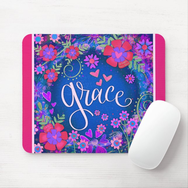 Pretty Blue Inspiring Floral Grace Inspirivity Mouse Pad (With Mouse)