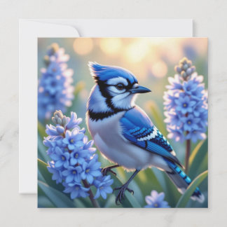 Pretty Blue Jay and Lilacs Blank