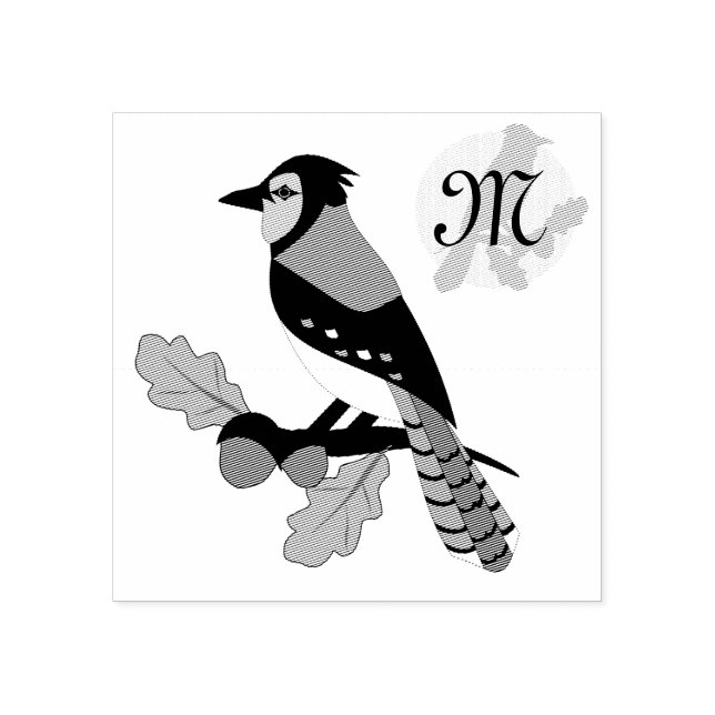 Pretty Blue Jay Bird Rubber Stamp (Imprint)